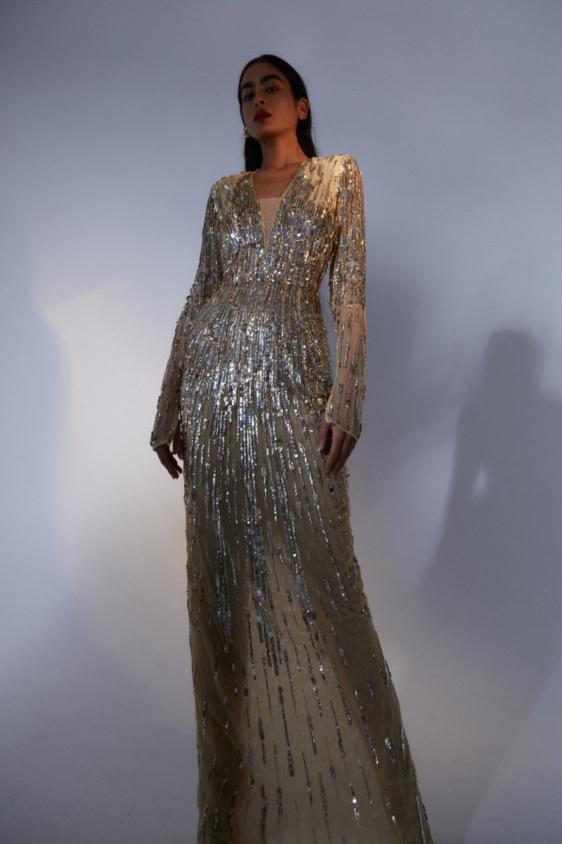Rachel gilbert gold dress deals