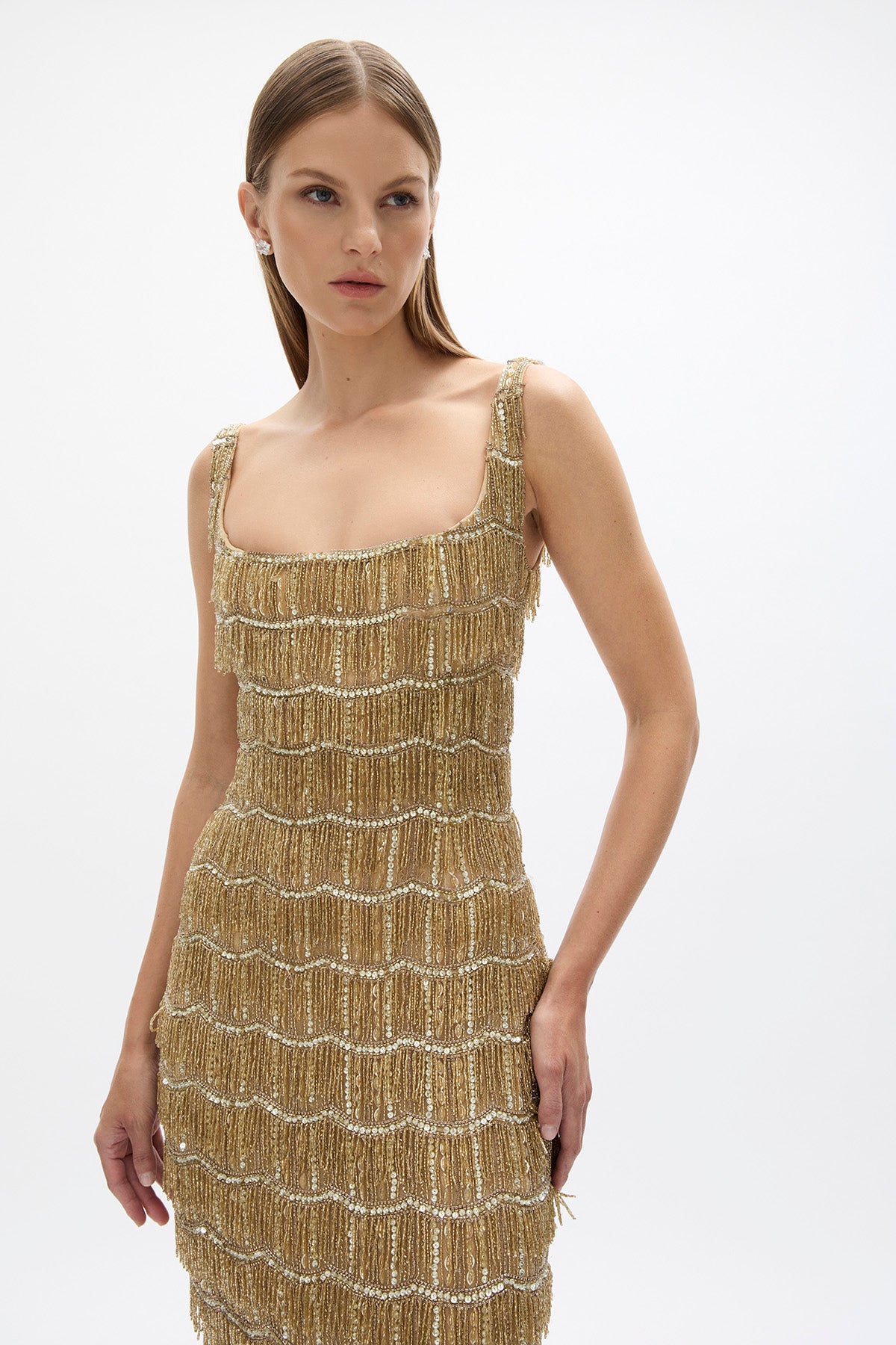 sadie gold dress Primavera Couture 12040 - Long Sheath Dress main image 1