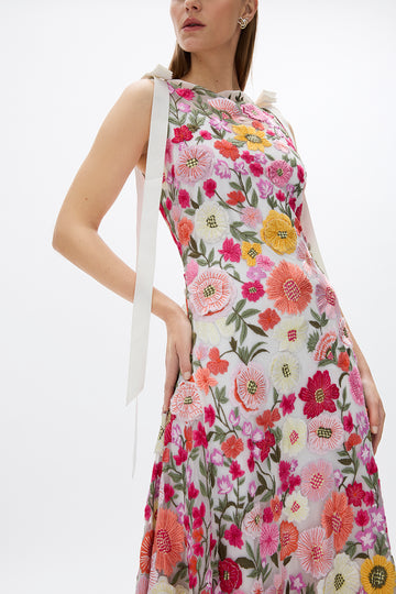 rachel gilbert floral sequin dress Rachel Gilbert Hugo Sky Blue Floral Embellished Column Gown