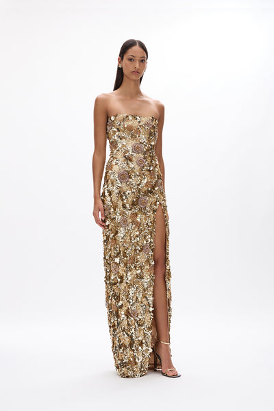 Peppito Split Gown Gold