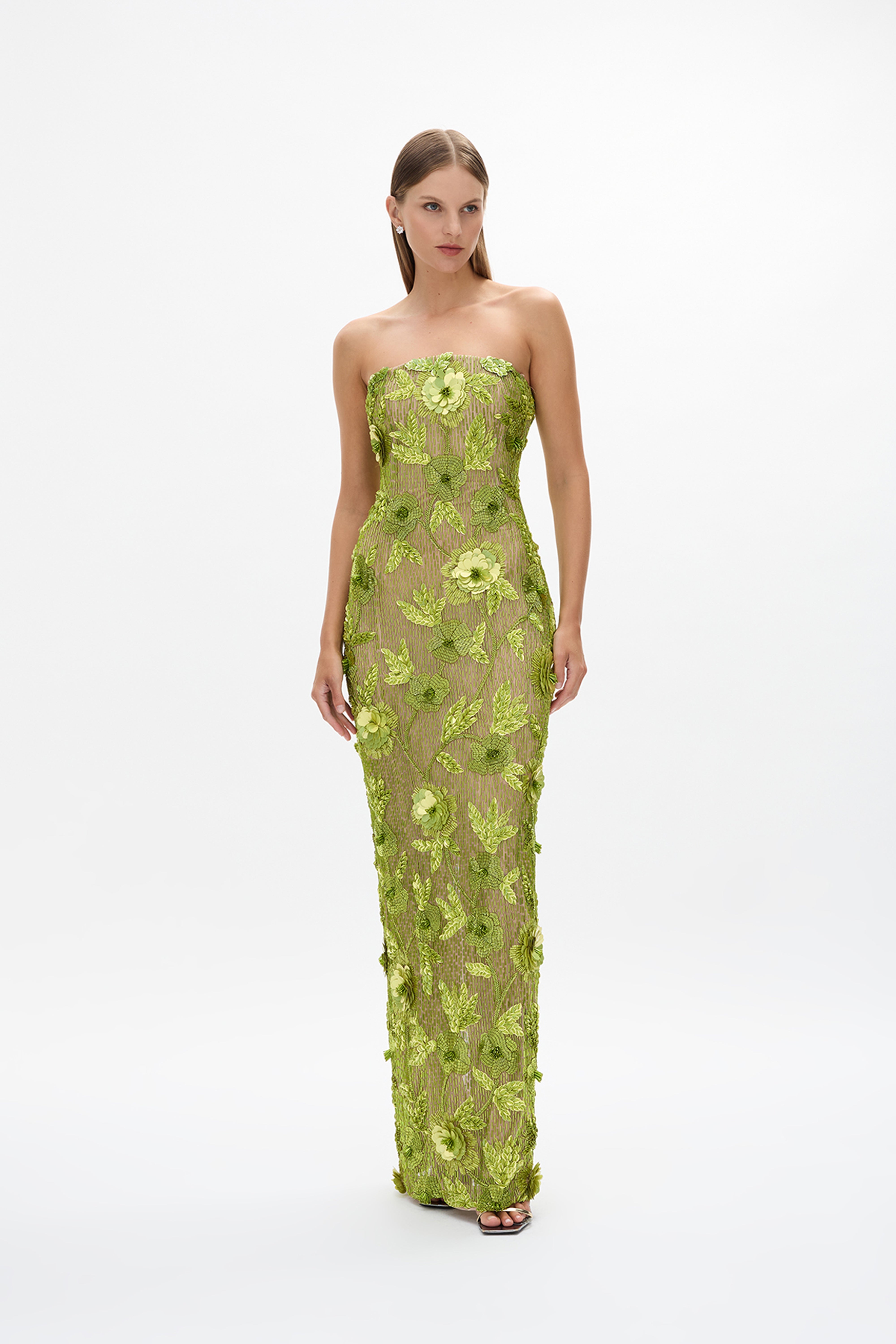 rachel gilbert dress green Lottie Gown Forrest