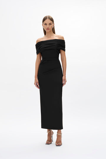 maggie lindemann black dress Nikola One-Shoulder Cut-Out Feature Knee Length Dress Black