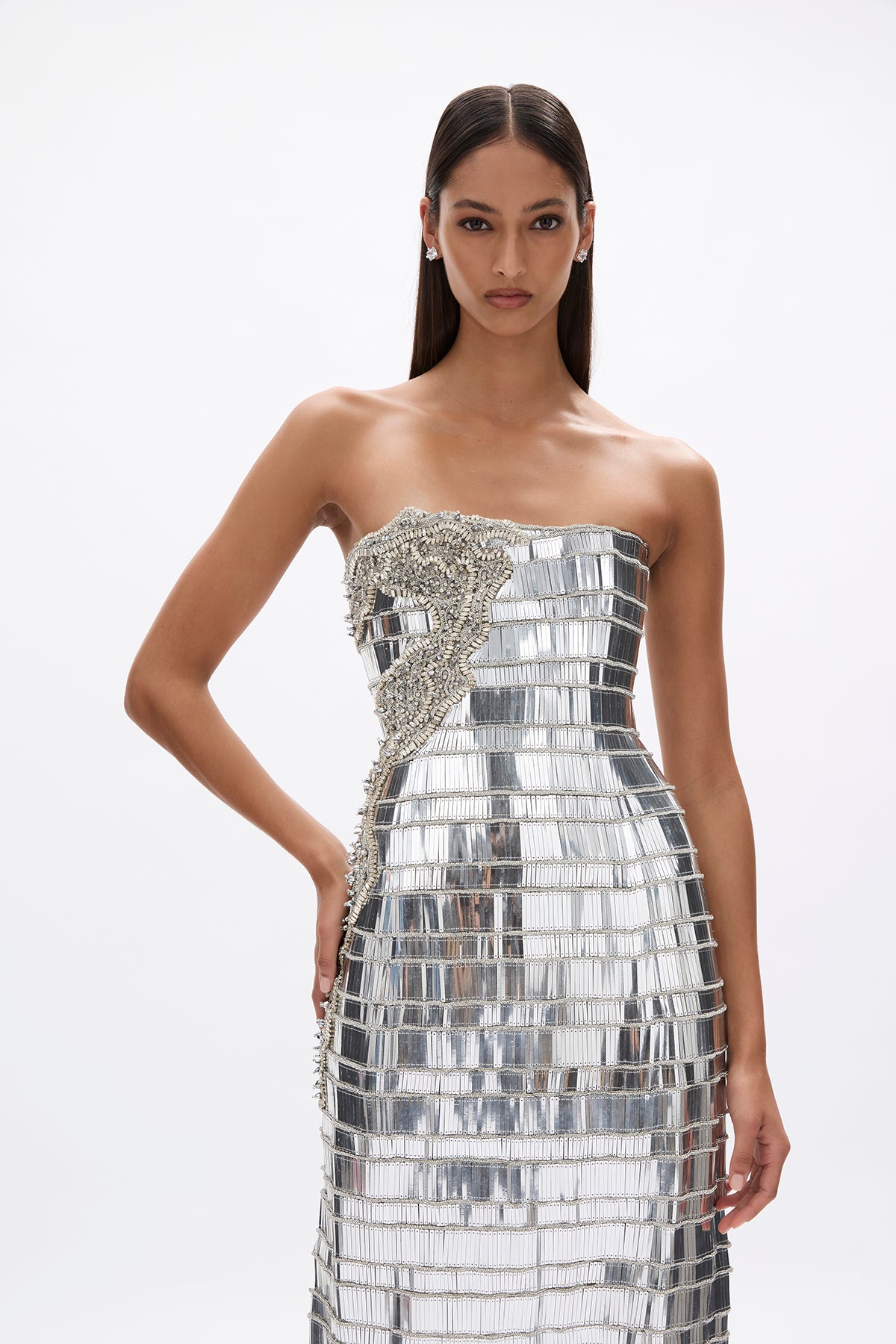 rachel gilbert silver sequin dress As seen on @bambilegit wearing the Francesca Gown. A Rachel Gilbert  signature, meticulously hand-embellished over 200 hours for your most  unforgettable moments. #rachelgilbert